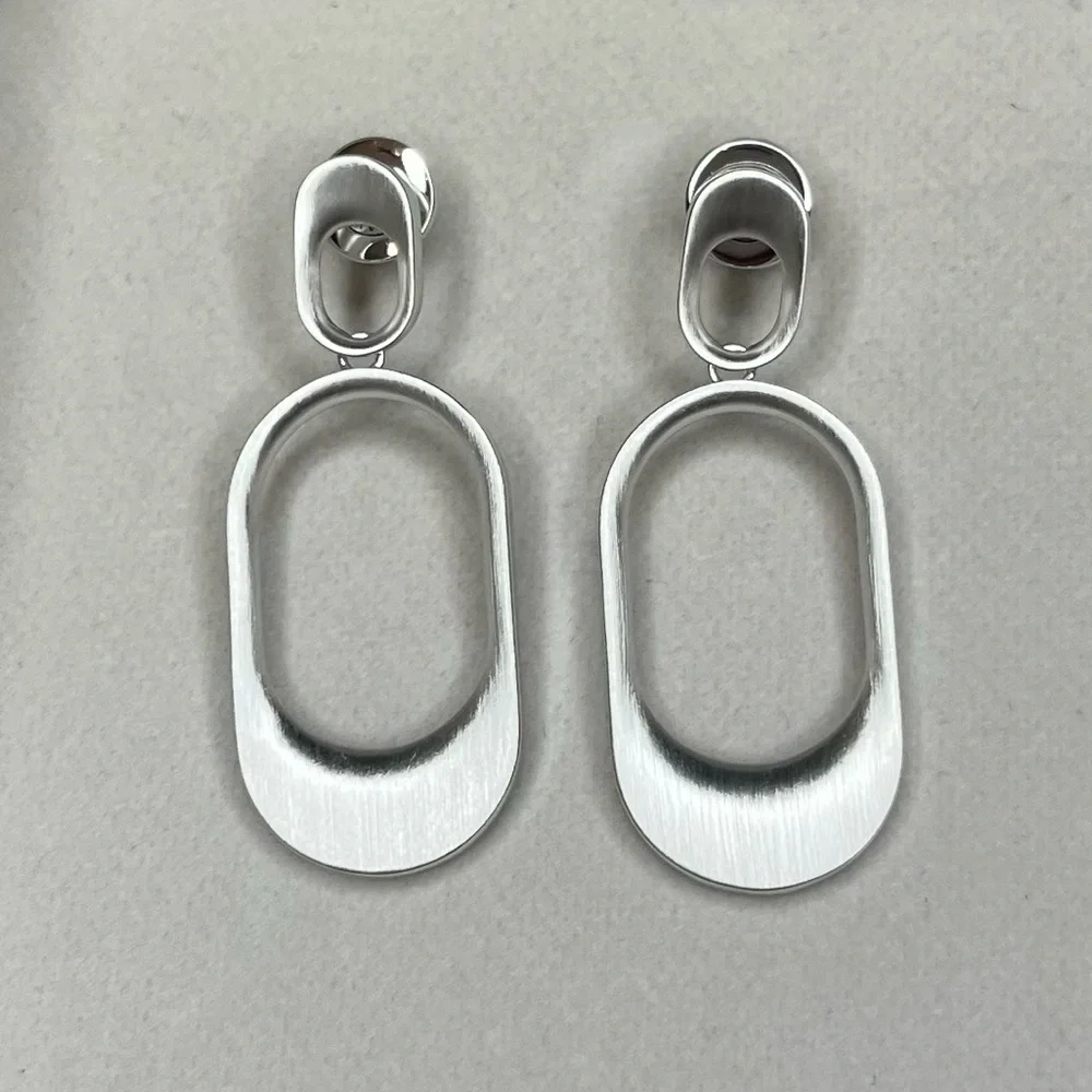 New! Dean Davidson Bleeker Drop Earrings Brushed Silver